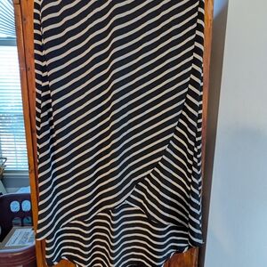 Janina Set If 2 Solid Black and Black & White Striped Skirts - Medium